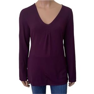 Talbots Purple Aubergine Eggplant Blouse Long Sleeve V-Neck SZ S